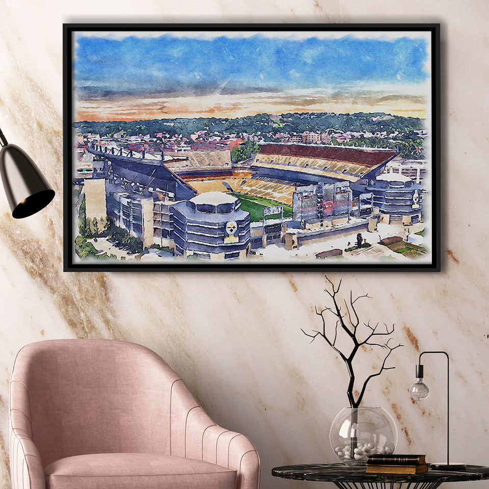 Acrisure Stadium Steelers Stadium Watercolor, Sport Art Prints Fan Gift, Framed Canvas Prints Wall Art Decor