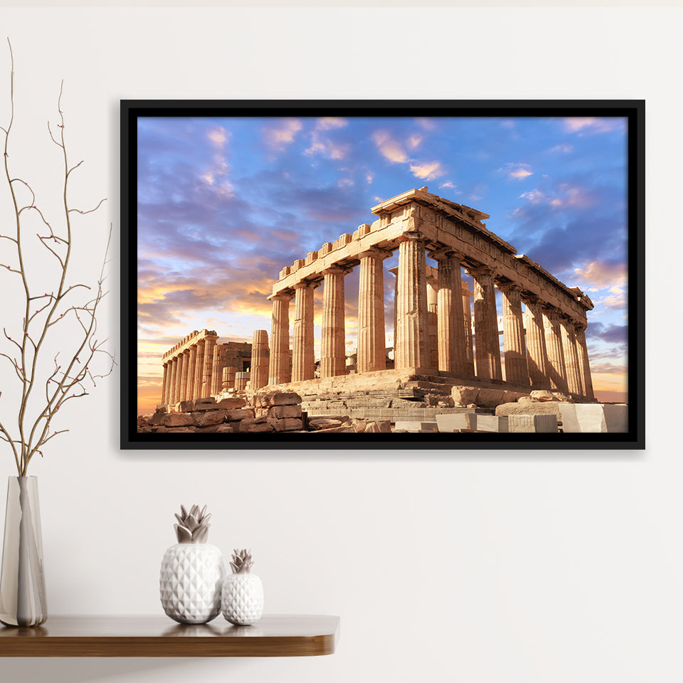 Acropolis Of Athens, Greece, Framed Canvas Prints Wall Art Home Decor,Floating Frame, Ready to Hang