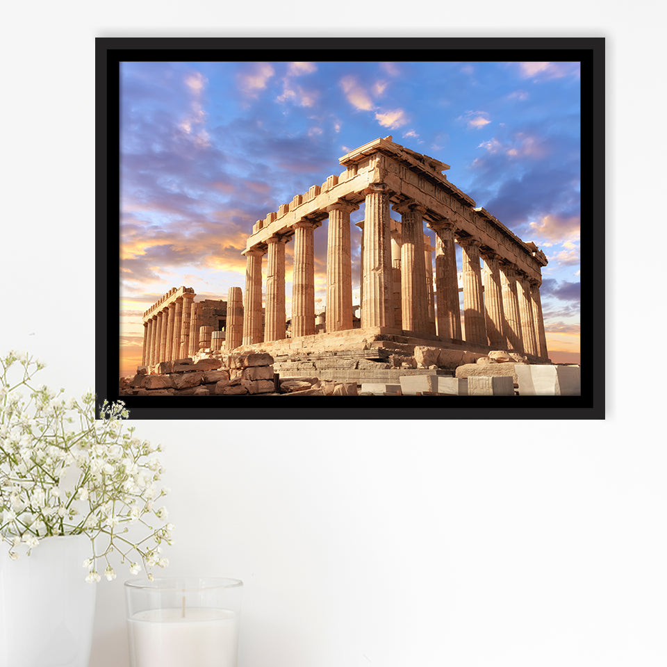 Acropolis Of Athens, Greece, Framed Canvas Prints Wall Art Home Decor,Floating Frame, Ready to Hang