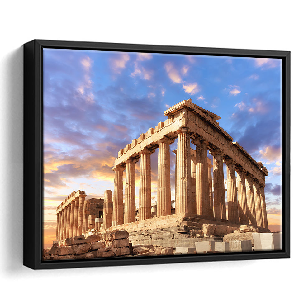Acropolis Of Athens, Greece, Framed Canvas Prints Wall Art Home Decor,Floating Frame, Ready to Hang