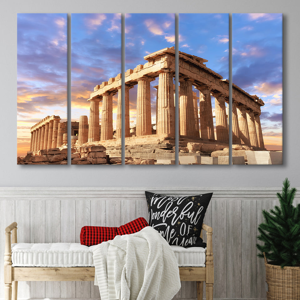Acropolis Of Athens, Greece, Multi Panels, 5 Pieces B, Canvas Prints Wall Art Home Decor,X Large Canvas
