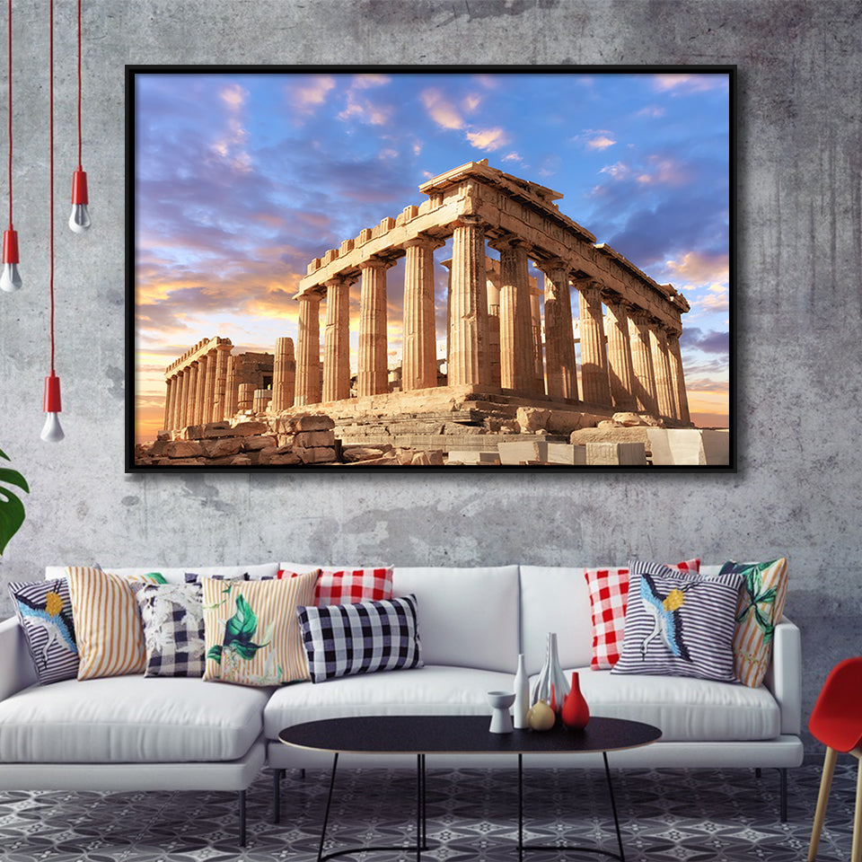 Acropolis Of Athens, Greece, Framed Canvas Prints Wall Art Home Decor,Floating Frame, Ready to Hang