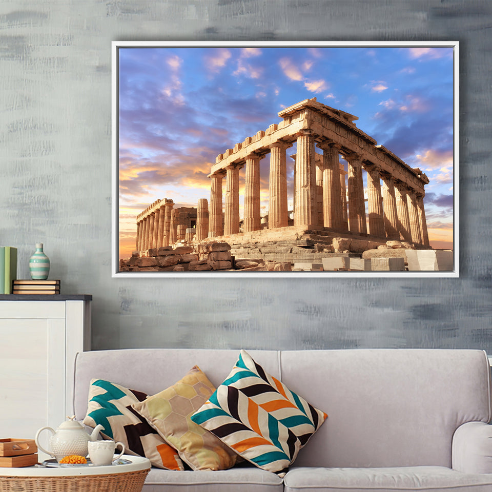 Acropolis Of Athens, Greece, Framed Canvas Prints Wall Art Home Decor,Floating Frame, Ready to Hang