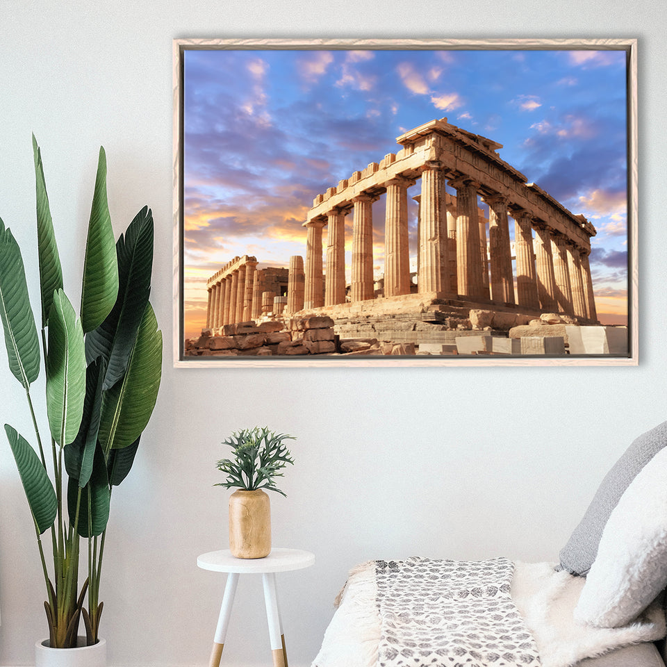 Acropolis Of Athens, Greece, Framed Canvas Prints Wall Art Home Decor,Floating Frame, Ready to Hang