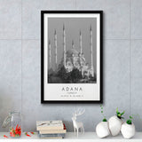 Adana Turkey Black And White Art Framed Canvas Prints Wall Art Home Decor, Floating Frame