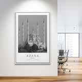 Adana Turkey Black And White Art Framed Canvas Prints Wall Art Home Decor, Floating Frame