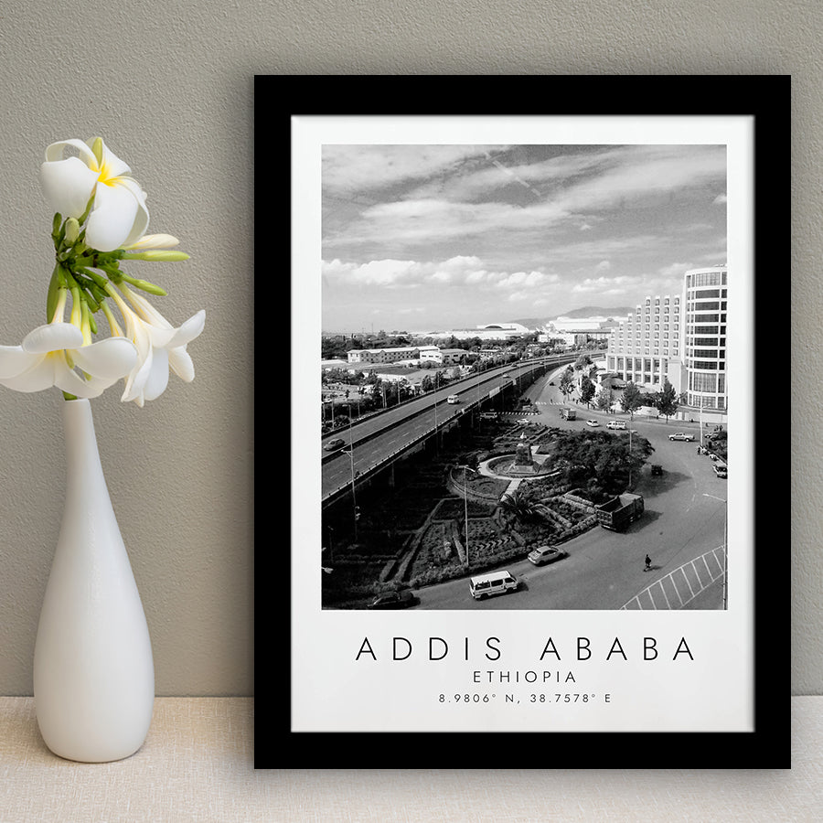 Addis Ababa Ethiopia Black And White Art Framed Art Prints Wall Art Decor, Framed Picture