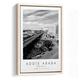 Addis Ababa Ethiopia Black And White Art Framed Canvas Prints Wall Art Home Decor, Floating Frame