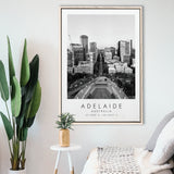 Adelaide, Australia Black And White Art Framed Canvas Prints Wall Art Home Decor, Floating Frame