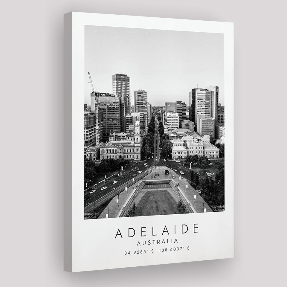 Adelaide, Australia Black And White Art Canvas Prints Wall Art Home Decor