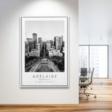 Adelaide, Australia Black And White Art Framed Canvas Prints Wall Art Home Decor, Floating Frame