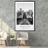 Adelaide, Australia Black And White Art Framed Canvas Prints Wall Art Home Decor, Floating Frame