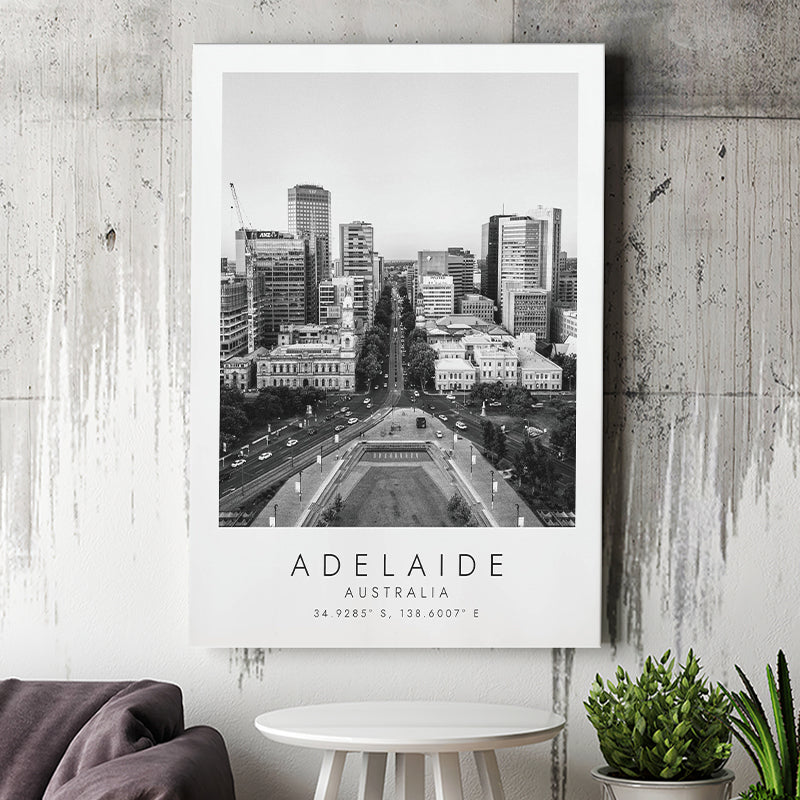 Adelaide, Australia Black And White Art Canvas Prints Wall Art Home Decor