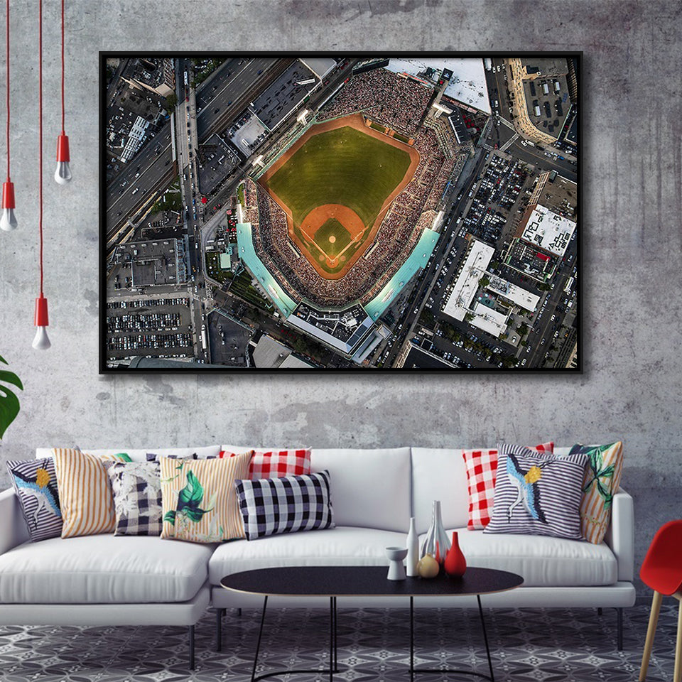 Aerial Photo of Fenway Park, Stadium Canvas, Sport Art, Gift for him, Framed Canvas Prints Wall Art Decor, Framed Picture
