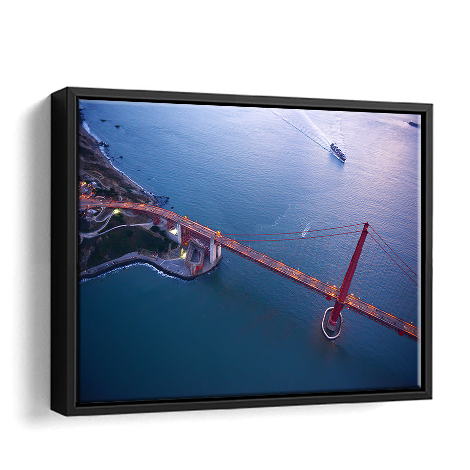 Aerial View Golden Gate Bridge Framed Canvas Wall Art - Framed Prints, Prints for Sale, Canvas Painting