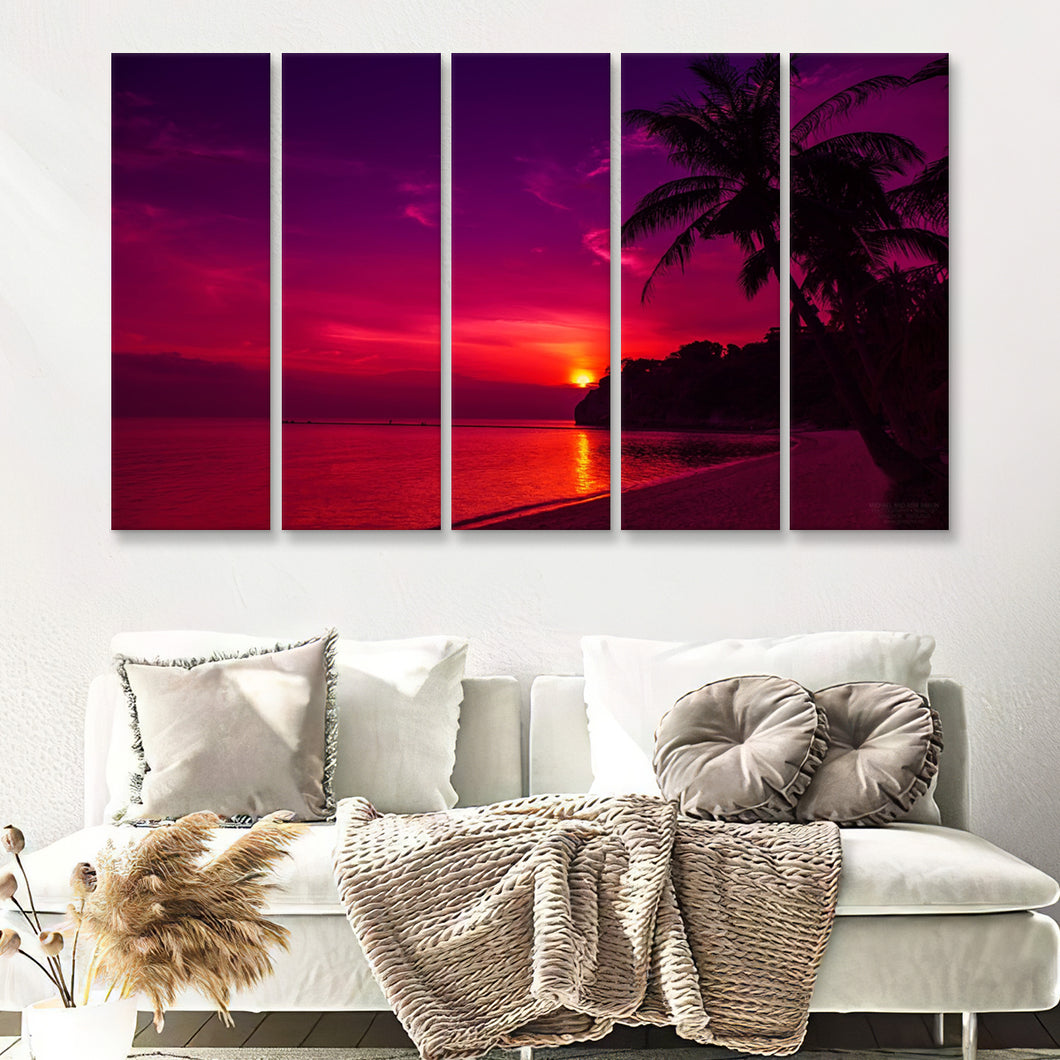 Aesthetic Sunset 5 Pieces B Canvas Prints Wall Art - Painting Canvas, Multi Panels,5 Panel, Wall Decor
