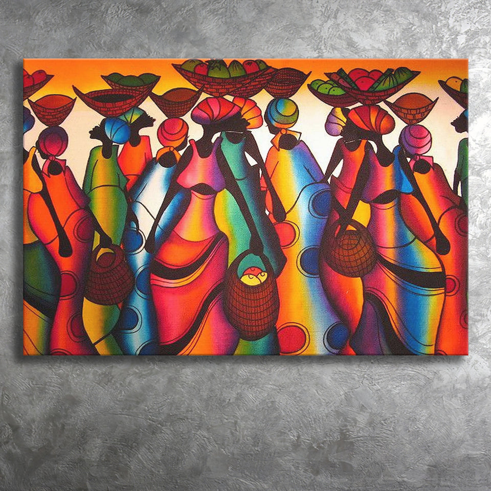 African Art Canvas Poster – Abstract Wall Art, Multi-Color Unframed Print