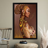 African American Black Sexy Woman Nude Framed Canvas Prints Wall Art - Painting Canvas,Wall Decor, Painting Prints, Floating Frame