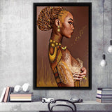 African American Black Sexy Woman Nude Framed Canvas Prints Wall Art - Painting Canvas,Wall Decor, Painting Prints, Floating Frame