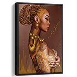 African American Black Sexy Woman Nude Framed Canvas Prints Wall Art - Painting Canvas,Wall Decor, Painting Prints, Floating Frame