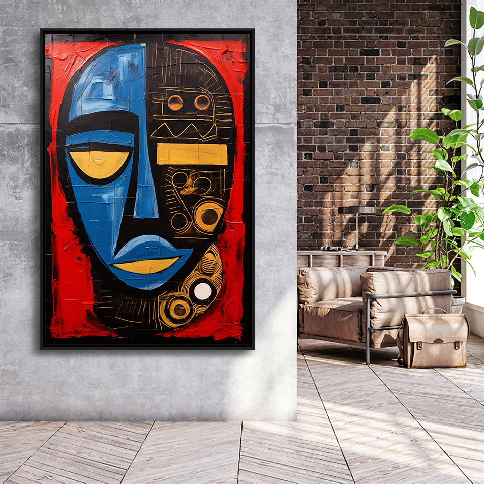 African American Culture Mixed Symbol Acrylic Painting,Framed Canvas Prints,Floating Frame, Wall Art Home Decor