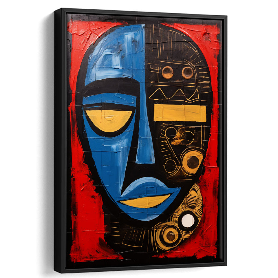African American Culture Mixed Symbol Acrylic Painting,Framed Canvas Prints,Floating Frame, Wall Art Home Decor