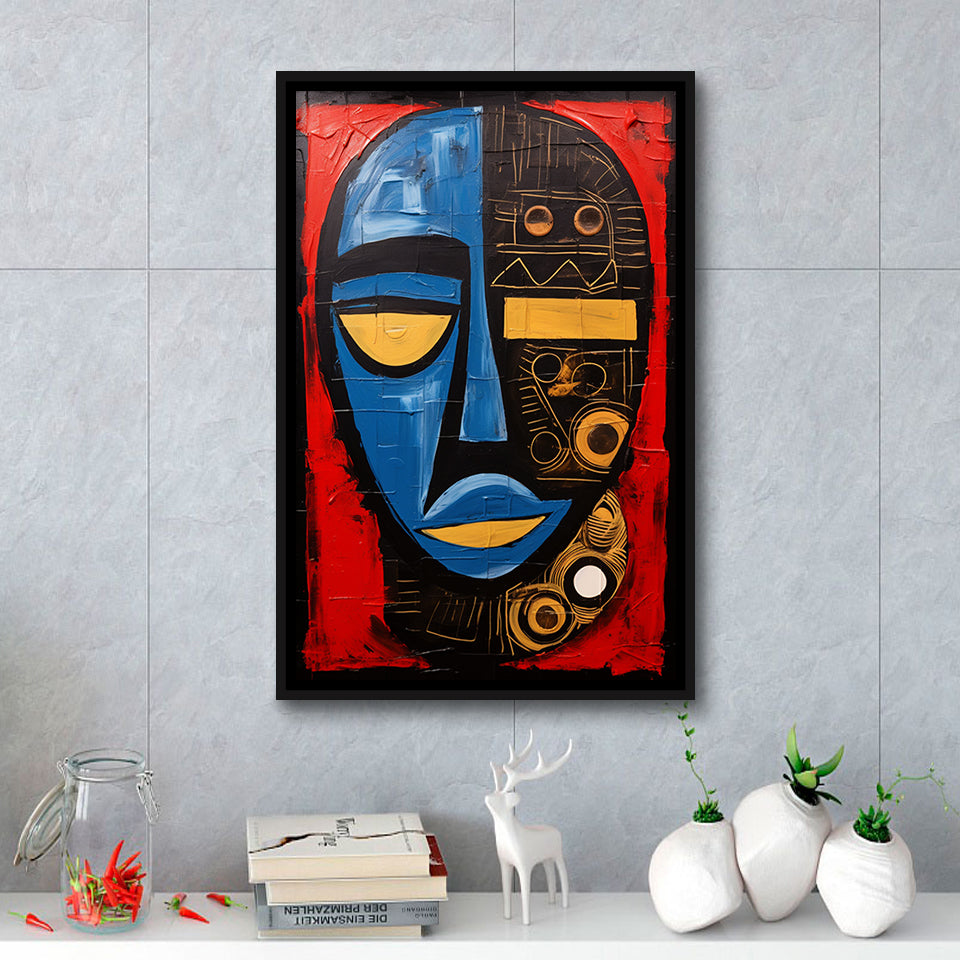 African American Culture Mixed Symbol Acrylic Painting,Framed Canvas Prints,Floating Frame, Wall Art Home Decor