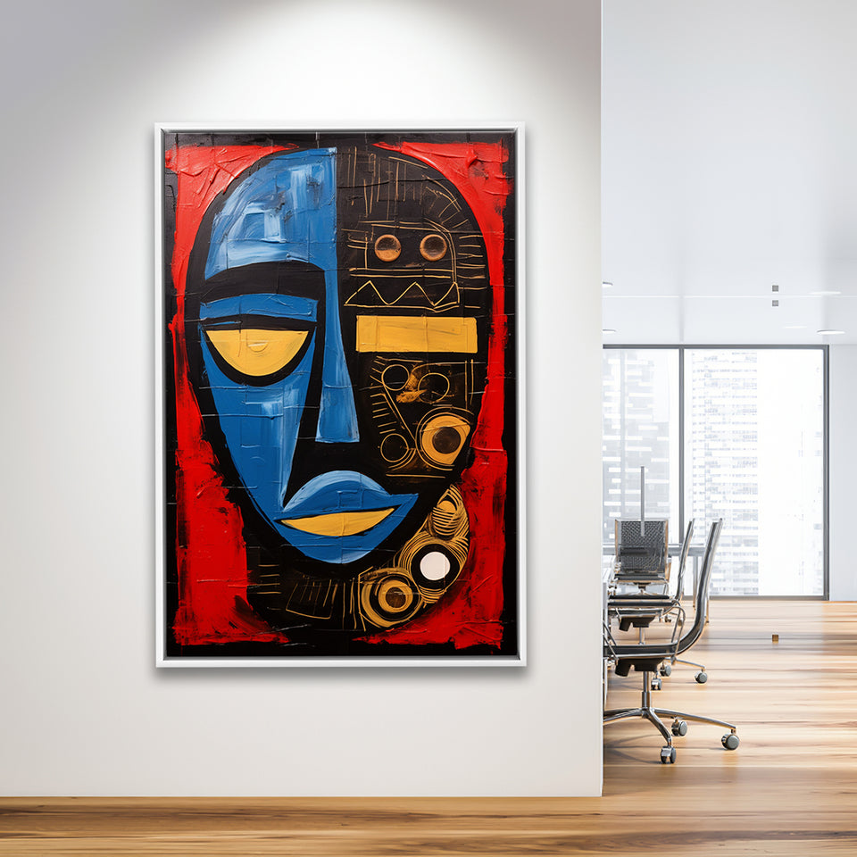 African American Culture Mixed Symbol Acrylic Painting,Framed Canvas Prints,Floating Frame, Wall Art Home Decor