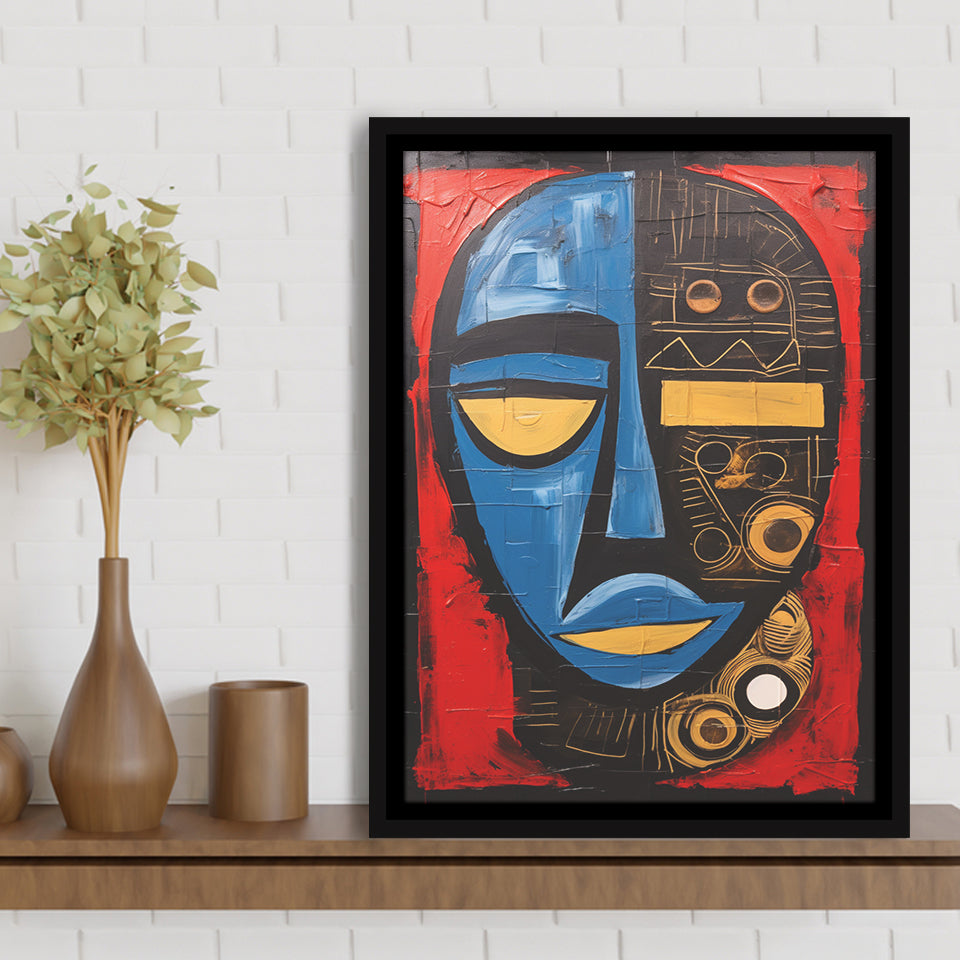 African American Culture Mixed Symbol Acrylic Painting,Framed Canvas Prints,Floating Frame, Wall Art Home Decor