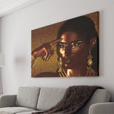 African American Lady in Gold Canvas Prints Wall Art - Painting Canvas, African Art, Home Wall Decor, Painting Prints, For Sale