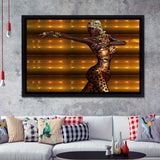 African American Leopard Fashion Framed Canvas Prints Wall Art - Painting Canvas,African Art,Wall Decor, Floating Frame, For Sale