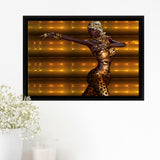 African American Leopard Fashion Framed Canvas Prints Wall Art - Painting Canvas,African Art,Wall Decor, Floating Frame, For Sale