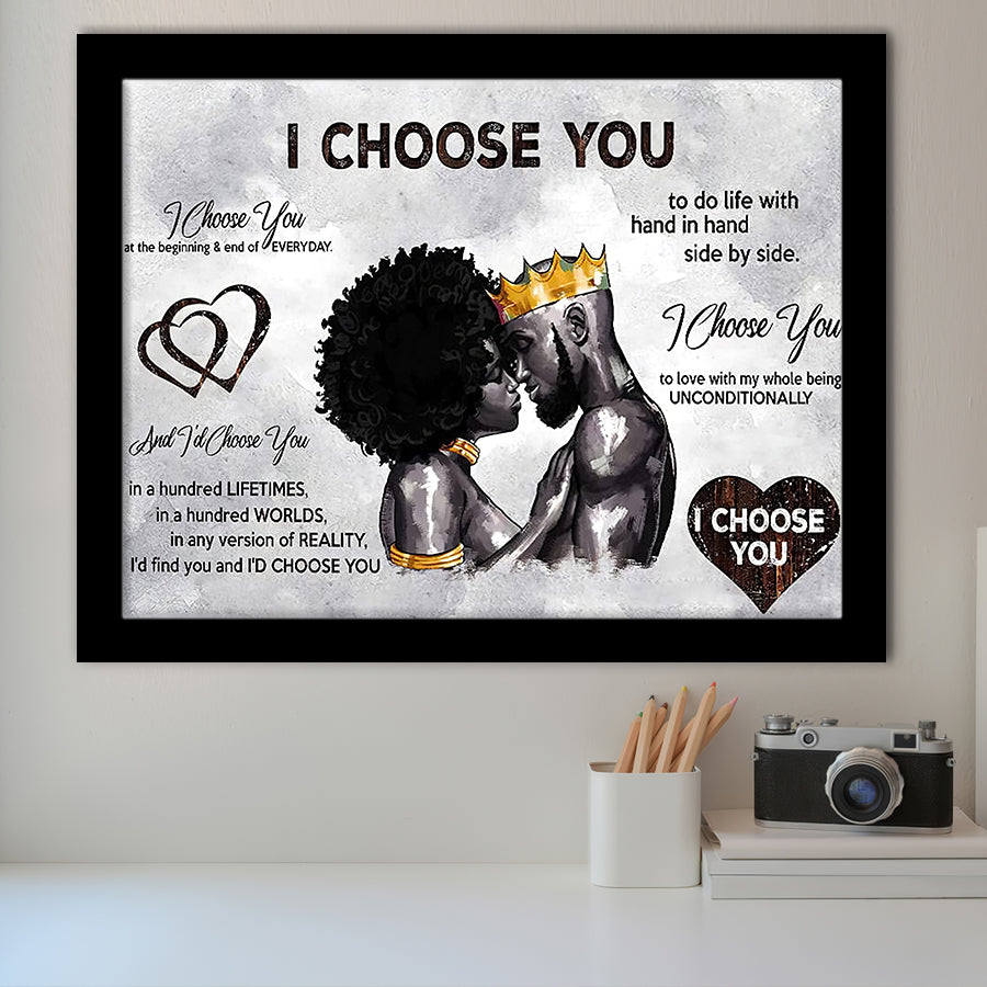 African American Black King And Queen Black Couple I Choose You Framed Art Prints Wall Decor - Painting Prints,Wall Art, Framed Picture