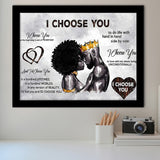 African American Black King And Queen Black Couple I Choose You Framed Art Prints Wall Decor - Painting Prints,Wall Art, Framed Picture