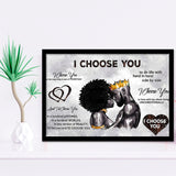 African American Black King And Queen Black Couple I Choose You Framed Art Prints Wall Decor - Painting Prints,Wall Art, Framed Picture