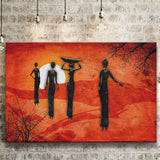 African Art Canvas, African Ladies On A Sunset Retro Art Canvas Prints Wall Art, Home Living Room Decor, Large Canvas