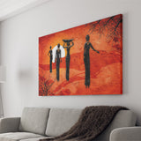 African Art Canvas, African Ladies On A Sunset Retro Art Canvas Prints Wall Art, Home Living Room Decor, Large Canvas