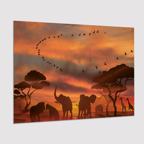 African Art Canvas Sunset Of Safari Africa Sketch Art, Poster Art, Poster Print Wall Art Decor
