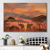 African Art Canvas Sunset Of Safari Africa Sketch Art, Canvas Prints Wall Art Decor - Painting Canvas,Art Prints