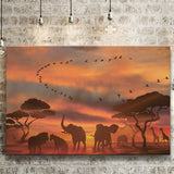 African Art Canvas Sunset Of Safari Africa Sketch Art, Canvas Prints Wall Art Decor - Painting Canvas,Art Prints