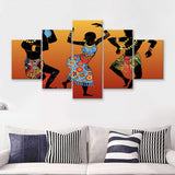 African Art Dance  5 Pieces Canvas Prints Wall Art - Painting Canvas, Multi Panels, 5 Panel, Wall Decor