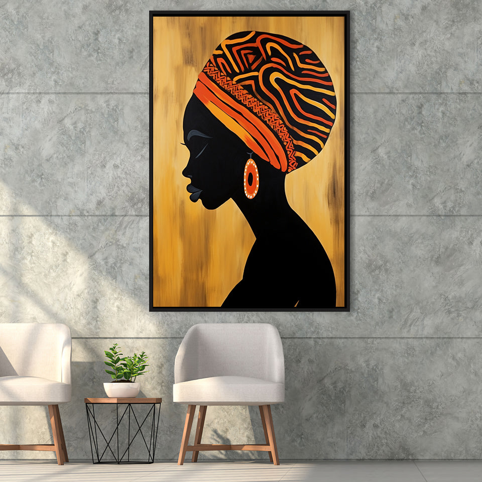 African Black Woman Wall Art,Framed Canvas Prints,Floating Frame, Wall Art Home Decor