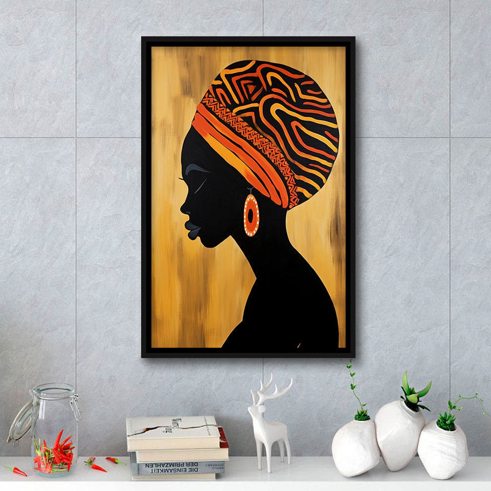 African Black Woman Wall Art,Framed Canvas Prints,Floating Frame, Wall Art Home Decor