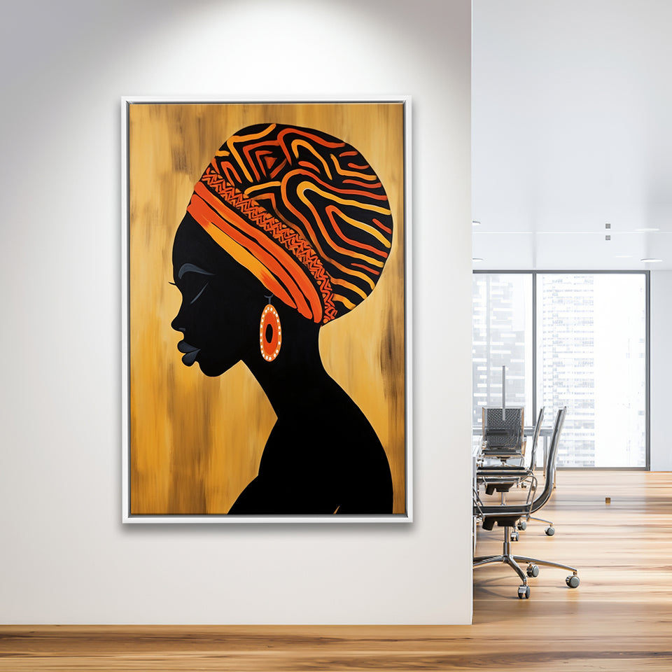 African Black Woman Wall Art,Framed Canvas Prints,Floating Frame, Wall Art Home Decor