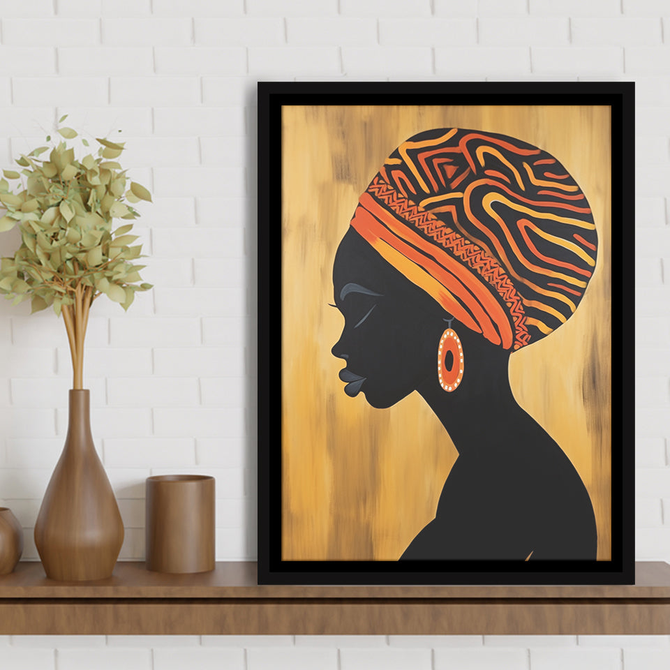 African Black Woman Wall Art,Framed Canvas Prints,Floating Frame, Wall Art Home Decor
