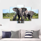 African Bush Elephant 5 Pieces Canvas Prints Wall Art - Painting Canvas, Multi Panel, Wall Decor, Canvas Art