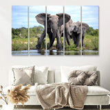 African Bush Elephant 5 Pieces B Canvas Prints Wall Art - Painting Canvas, Multi Panel, Wall Decor, Canvas Art