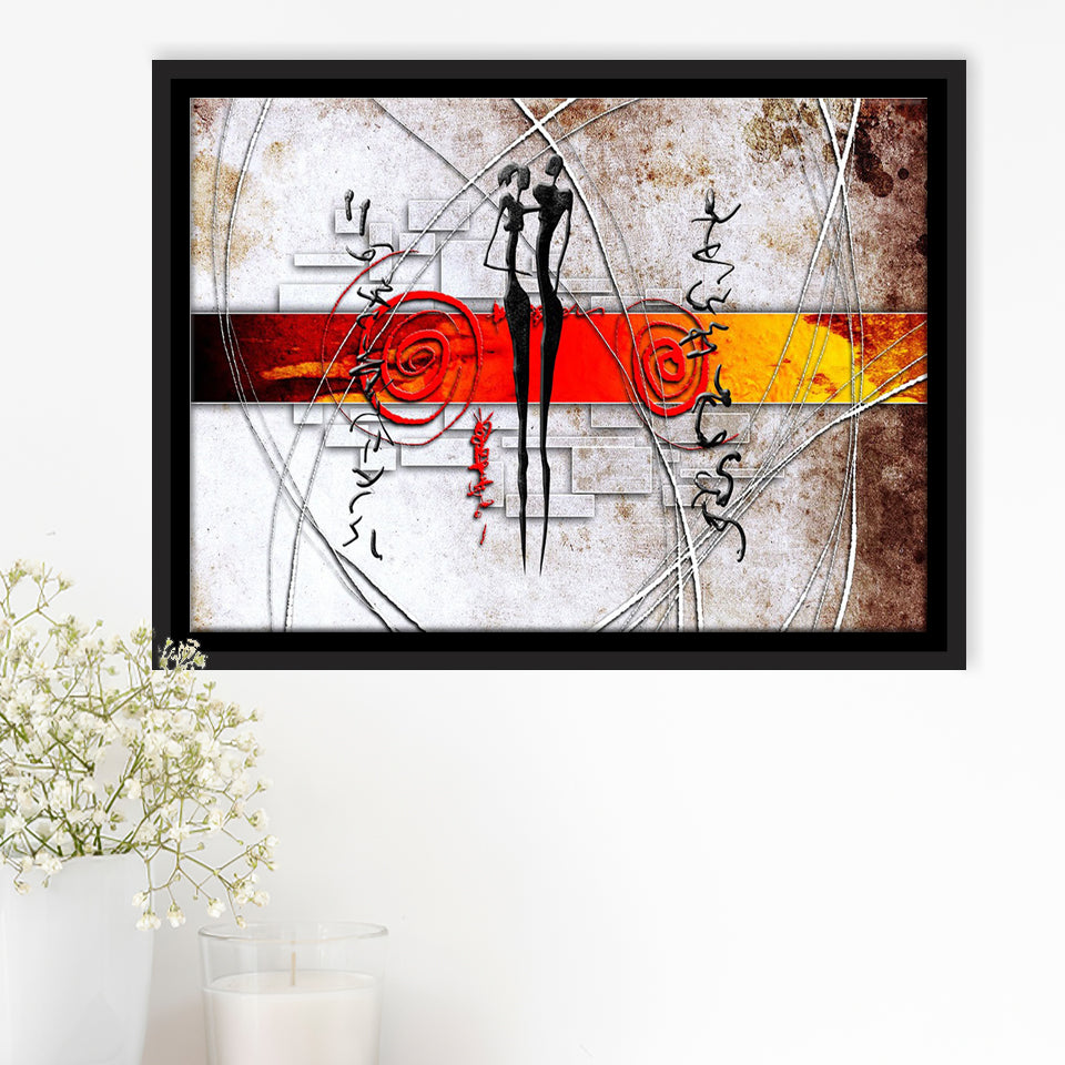 African Couple Framed Canvas Prints Wall Art - Painting Prints, Wall Decor, Floating Frame