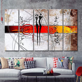 African Couple 5 Piece Canvas Prints Wall Art - Painting Prints, Wall Decor,Multi Panels