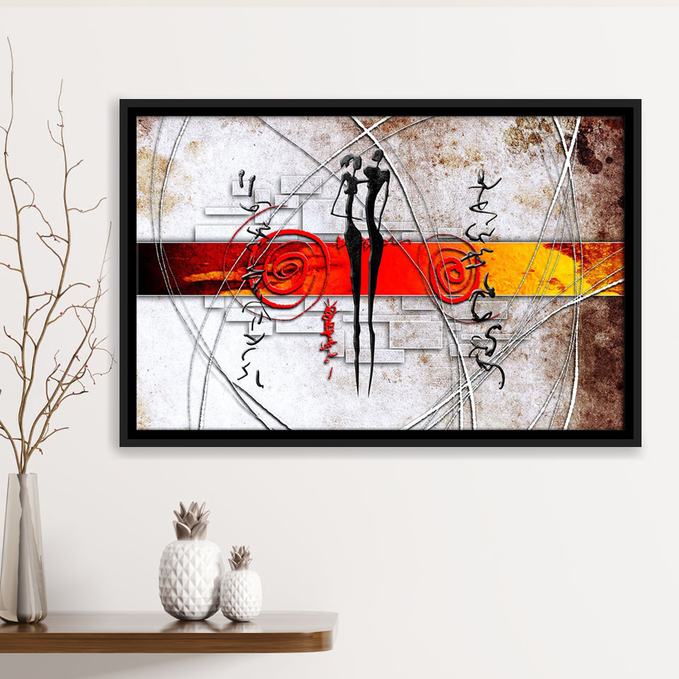 African Couple Framed Canvas Prints Wall Art - Painting Prints, Wall Decor, Floating Frame